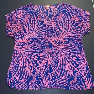 Lilly Pulitzer Silk Pink and Blue Top Size: M